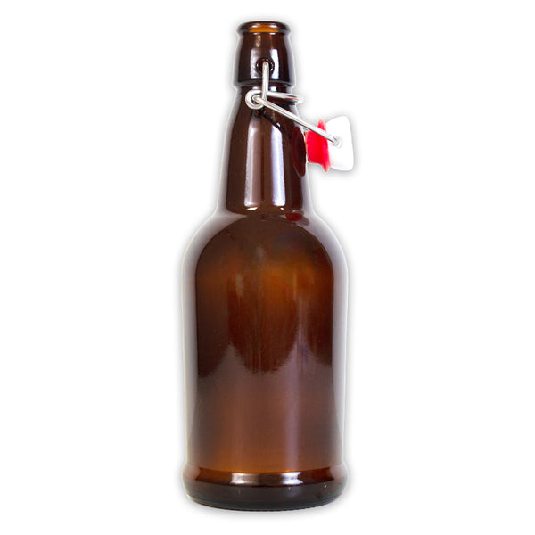 **PICK UP ONLY**  16 OZ AMBER FLIP-TOP BEER BOTTLES WITH CAPS INCLUDED, 12/CASE or EACH
